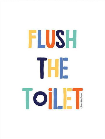 Flush the Toilet White Modern Wood Framed Art Print with Double Matting by Seven Trees Design