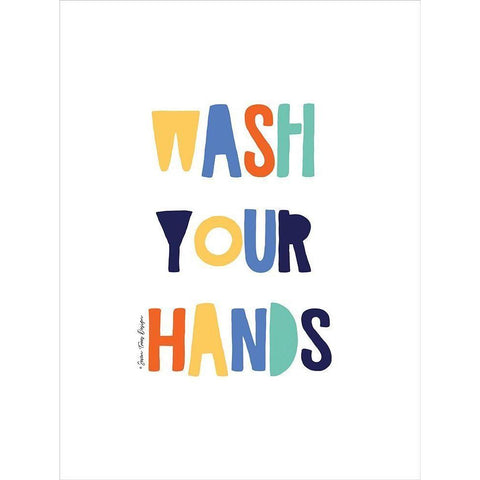 Wash Your Hands White Modern Wood Framed Art Print by Seven Trees Design