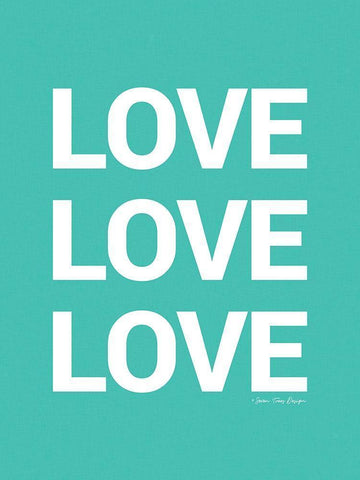 Love, Love, Love White Modern Wood Framed Art Print with Double Matting by Seven Trees Design