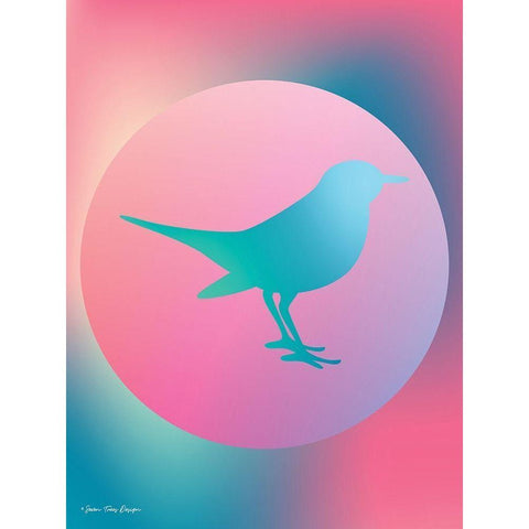 Gradient Bird Black Modern Wood Framed Art Print by Seven Trees Design
