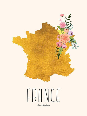 Gold France White Modern Wood Framed Art Print with Double Matting by Seven Trees Design