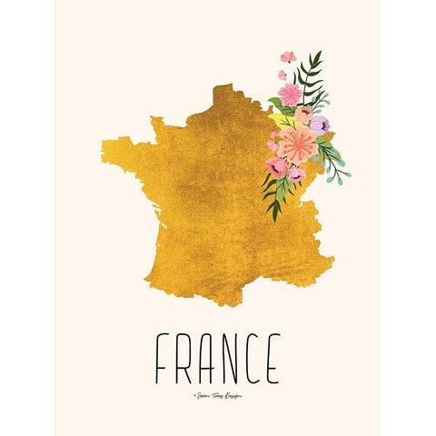 Gold France Black Modern Wood Framed Art Print by Seven Trees Design