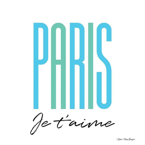Paris Je Taime Black Modern Wood Framed Art Print by Seven Trees Design