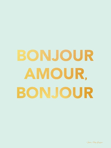 Bonjour Amour White Modern Wood Framed Art Print with Double Matting by Seven Trees Design