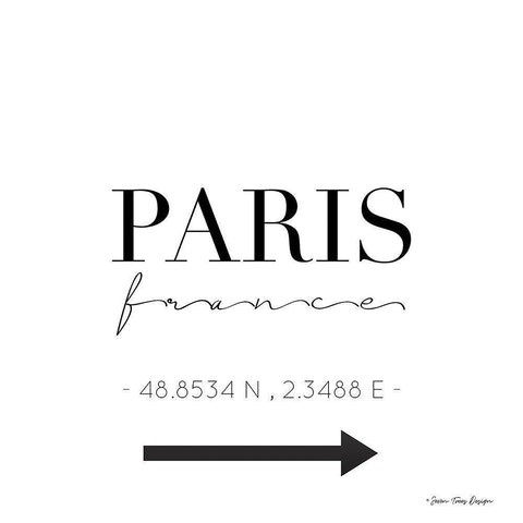 Paris Sign Black Modern Wood Framed Art Print by Seven Trees Design