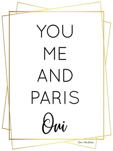 You Me and Paris White Modern Wood Framed Art Print with Double Matting by Seven Trees Design