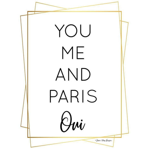 You Me and Paris Gold Ornate Wood Framed Art Print with Double Matting by Seven Trees Design