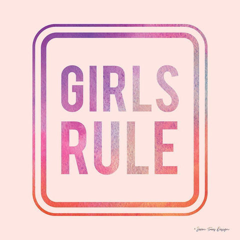 Girls Rule Gold Ornate Wood Framed Art Print with Double Matting by Seven Trees Design