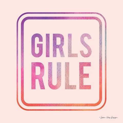 Girls Rule Black Ornate Wood Framed Art Print with Double Matting by Seven Trees Design