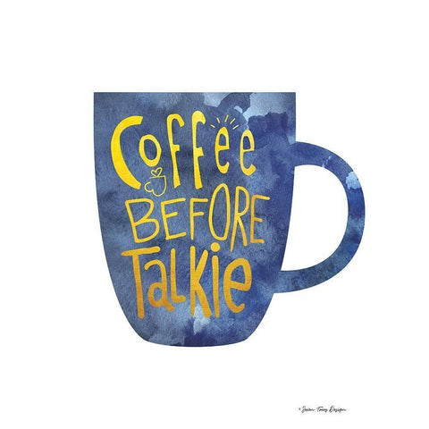 Coffee Before Talkie Black Modern Wood Framed Art Print with Double Matting by Seven Trees Design