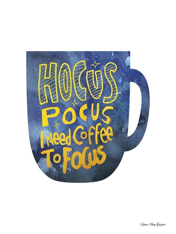 Hocus Pocus I Need Coffee to Focus Black Ornate Wood Framed Art Print with Double Matting by Seven Trees Design