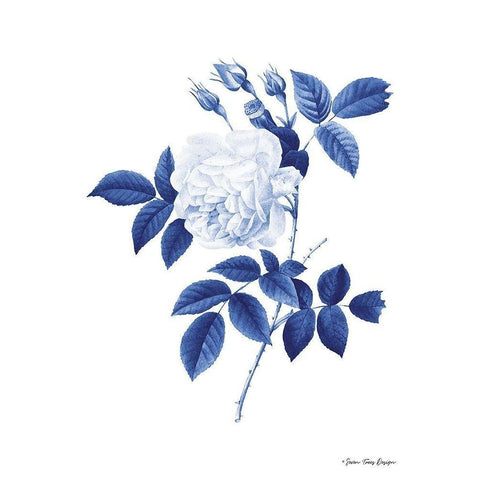 Blue Botanical II Black Modern Wood Framed Art Print by Seven Trees Design