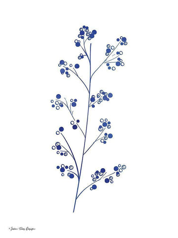 Blue Plant I Black Ornate Wood Framed Art Print with Double Matting by Seven Trees Design