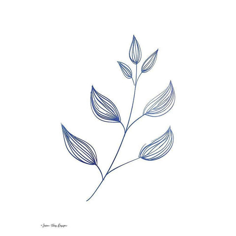 Blue Plant II Black Modern Wood Framed Art Print by Seven Trees Design