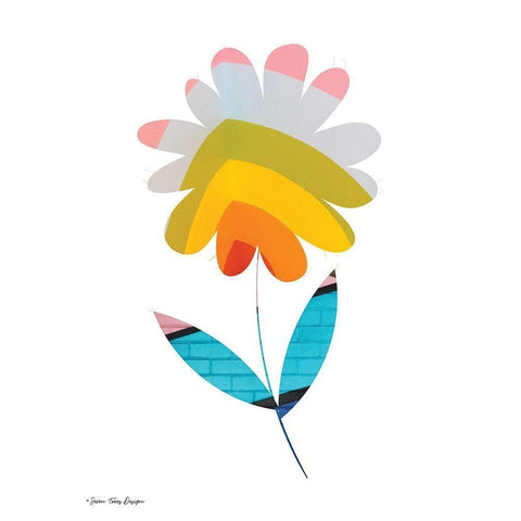Street Art Flower II White Modern Wood Framed Art Print by Seven Trees Design