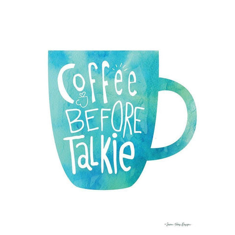 Coffee Before Talkie White Modern Wood Framed Art Print by Seven Trees Design