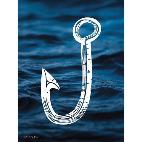 Fishing White Modern Wood Framed Art Print by Seven Trees Design