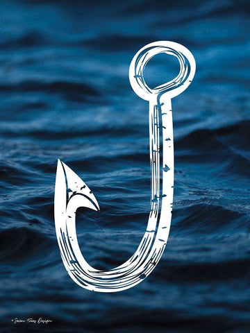 Fishing Black Ornate Wood Framed Art Print with Double Matting by Seven Trees Design