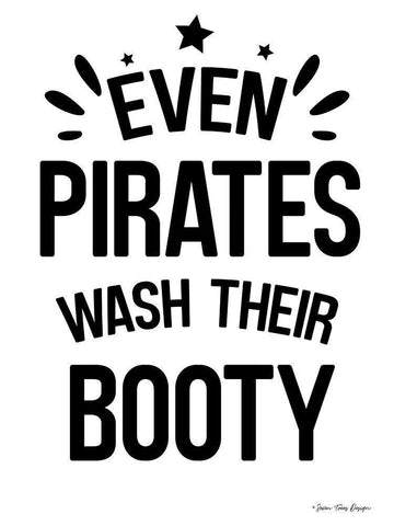 Even Pirates Wash Their Booty Black Ornate Wood Framed Art Print with Double Matting by Seven Trees Design