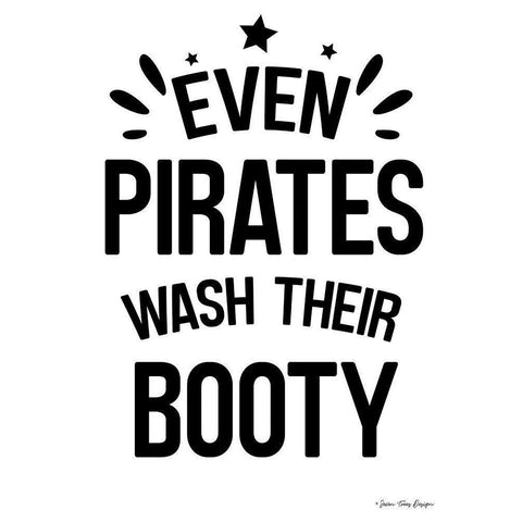 Even Pirates Wash Their Booty White Modern Wood Framed Art Print by Seven Trees Design