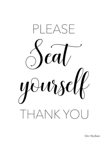 Please Seat Yourself White Modern Wood Framed Art Print with Double Matting by Seven Trees Design