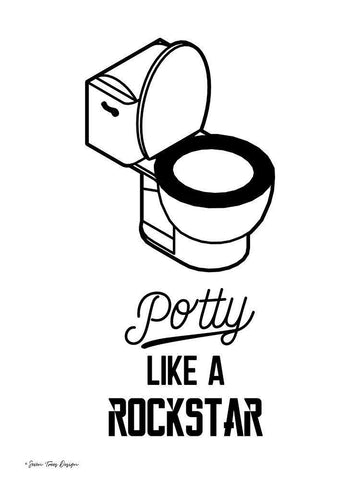 Potty Like a Rockstar White Modern Wood Framed Art Print with Double Matting by Seven Trees Design