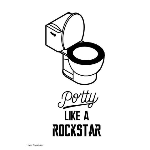 Potty Like a Rockstar Black Modern Wood Framed Art Print by Seven Trees Design