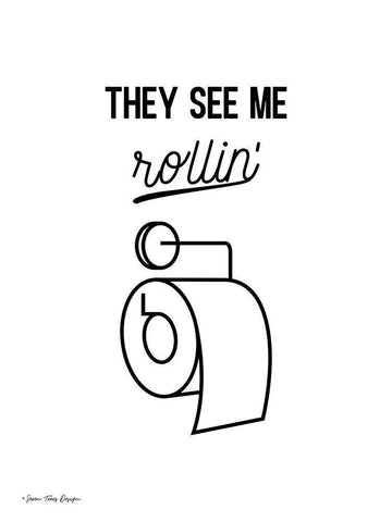 They See Me Rollin White Modern Wood Framed Art Print with Double Matting by Seven Trees Design