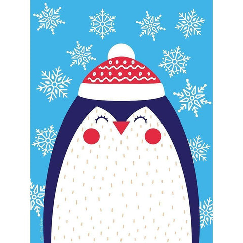 Snowflake Penguin White Modern Wood Framed Art Print by Seven Trees Design