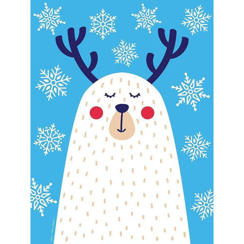 Snowflake Reindeer White Modern Wood Framed Art Print by Seven Trees Design