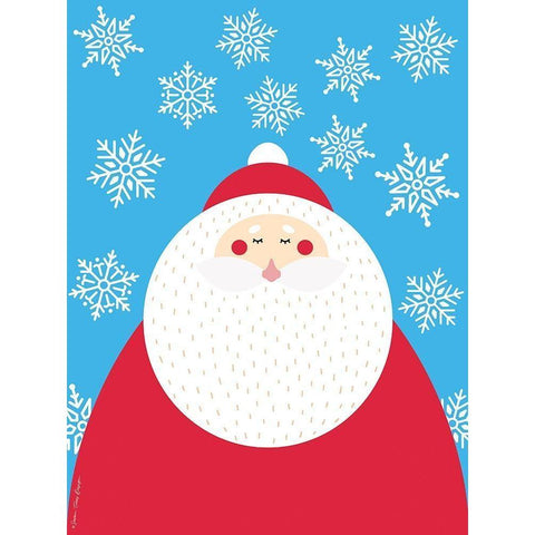 Snowflake Santa Claus Black Modern Wood Framed Art Print by Seven Trees Design