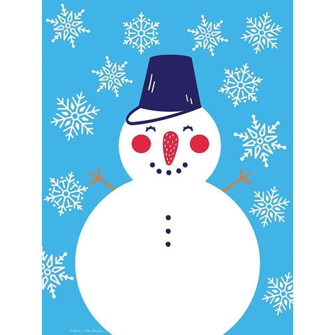 Snowflake Snowman White Modern Wood Framed Art Print by Seven Trees Design