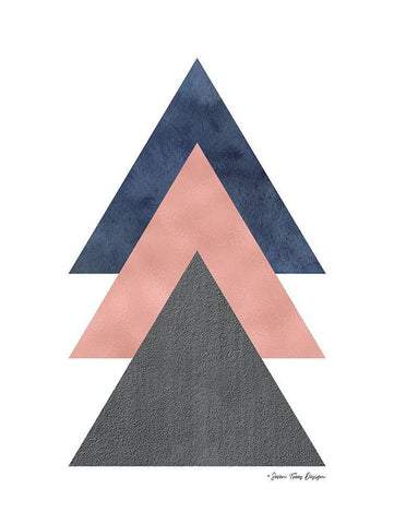 Triangles I White Modern Wood Framed Art Print with Double Matting by Seven Trees Design