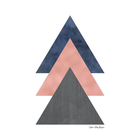 Triangles I Black Modern Wood Framed Art Print with Double Matting by Seven Trees Design