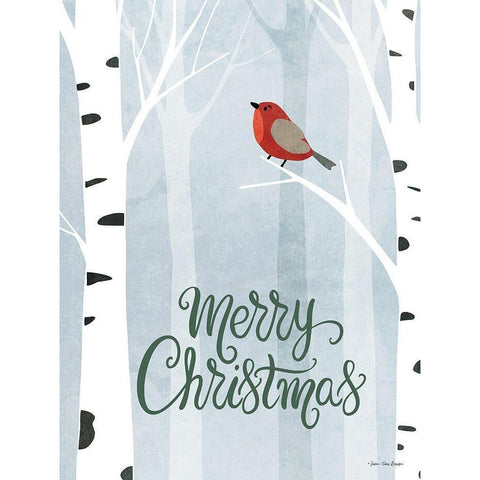 Merry Christmas Forest White Modern Wood Framed Art Print by Seven Trees Design