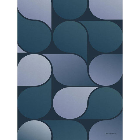 Geometric Loop Black Modern Wood Framed Art Print with Double Matting by Seven Trees Design