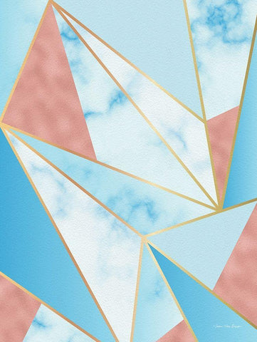 Geometric Sky White Modern Wood Framed Art Print with Double Matting by Seven Trees Design