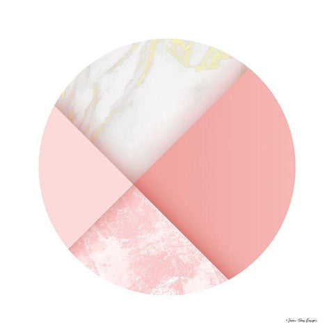 Pink Marble Circle I White Modern Wood Framed Art Print with Double Matting by Seven Trees Design