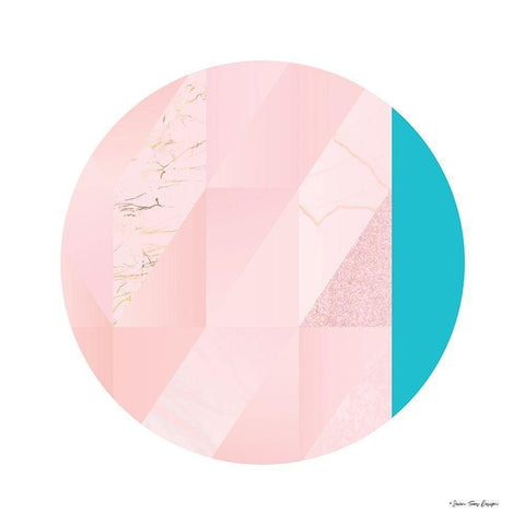 Pink Marble Circle II White Modern Wood Framed Art Print by Seven Trees Design