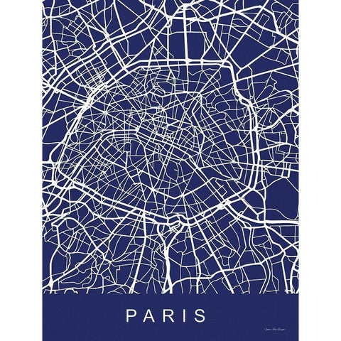 Paris Street Blue Map Black Modern Wood Framed Art Print by Seven Trees Design