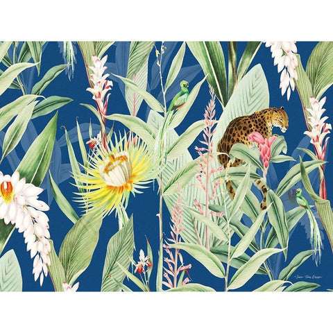 Leopard Flowers White Modern Wood Framed Art Print by Seven Trees Design