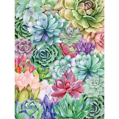 Succulents Paradise Gold Ornate Wood Framed Art Print with Double Matting by Seven Trees Design