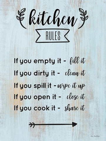 Kitchen Rules White Modern Wood Framed Art Print with Double Matting by Seven Trees Design