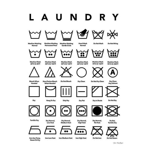 Laundry Symbols Gold Ornate Wood Framed Art Print with Double Matting by Seven Trees Design