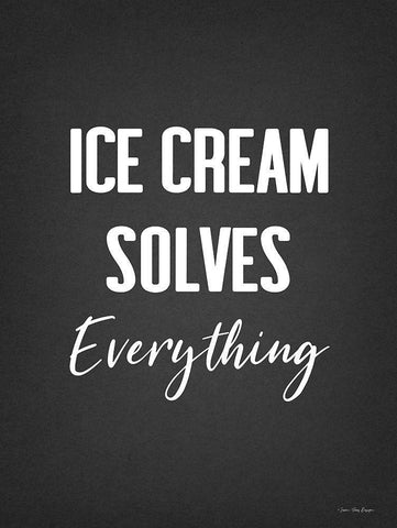 Ice Cream Solves Everything White Modern Wood Framed Art Print with Double Matting by Seven Trees Design