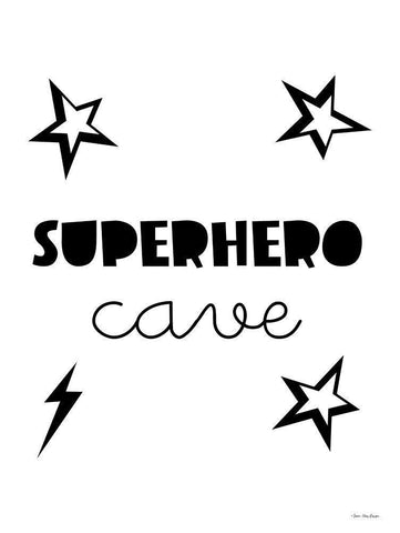 Superhero Cave    White Modern Wood Framed Art Print with Double Matting by Seven Trees Design