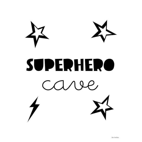 Superhero Cave    Black Modern Wood Framed Art Print with Double Matting by Seven Trees Design