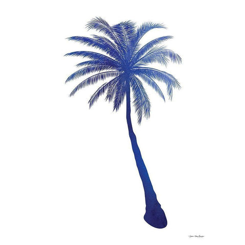 Blue Palm Tree I Black Modern Wood Framed Art Print with Double Matting by Seven Trees Design