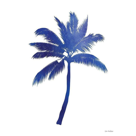 Blue Palm Tree III Black Modern Wood Framed Art Print with Double Matting by Seven Trees Design