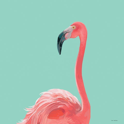 Flamingo Gold Ornate Wood Framed Art Print with Double Matting by Stellar Design Studio